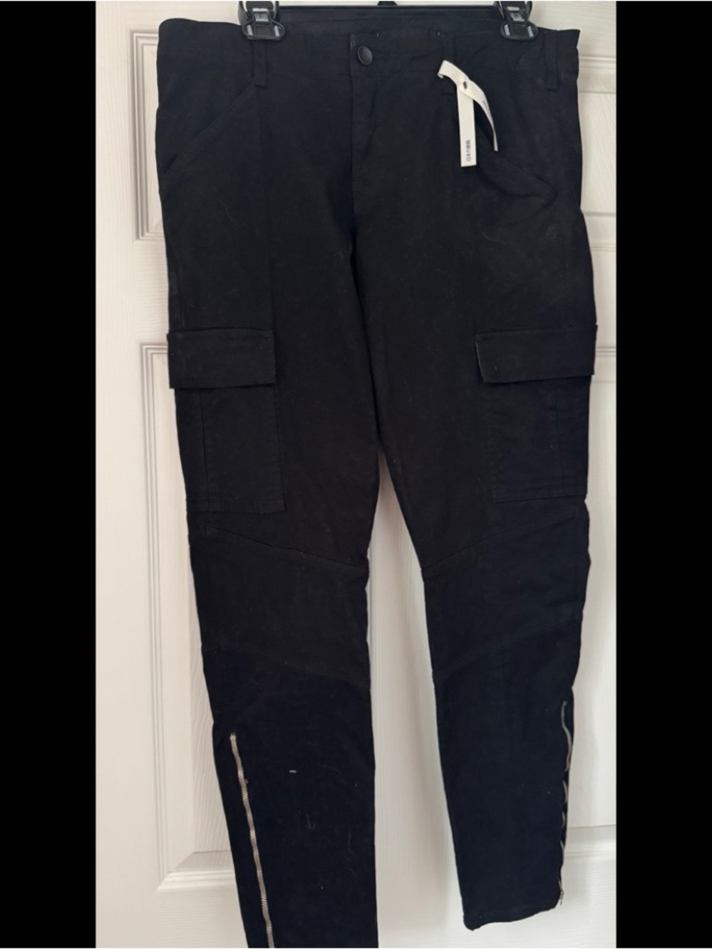 J Brand Black Cargo Pants with Ankle Zips
